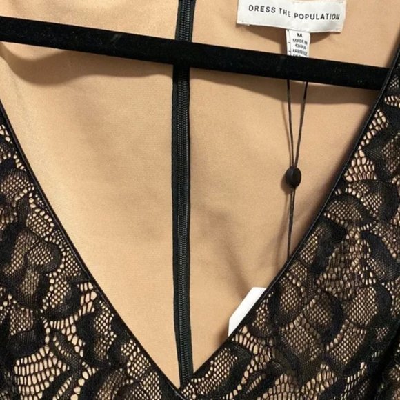 NWT Dress the Population Black Lace Faux Wrap, Medium - Picture 5 of 6